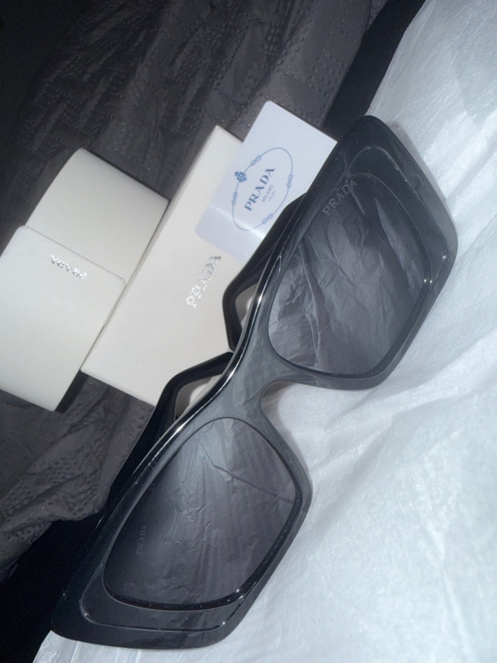 Prada Butterfly Rectangular Sunglasses with Dark Lenses - Picture 6 of 9